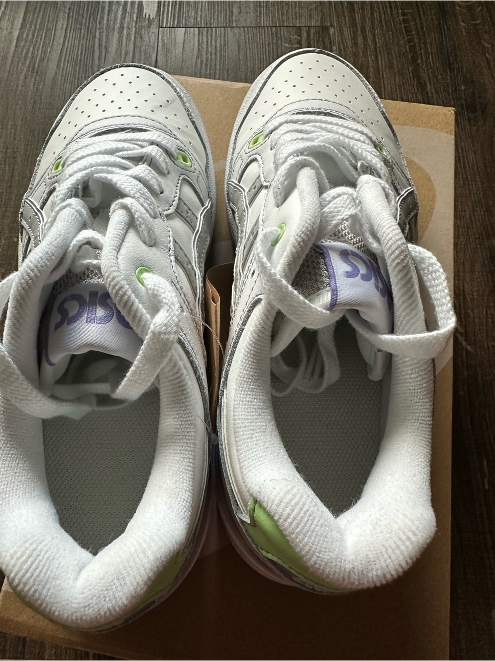 ASICS White Sneakers with Silver Logos & Lime Accents - Picture 8 of 11